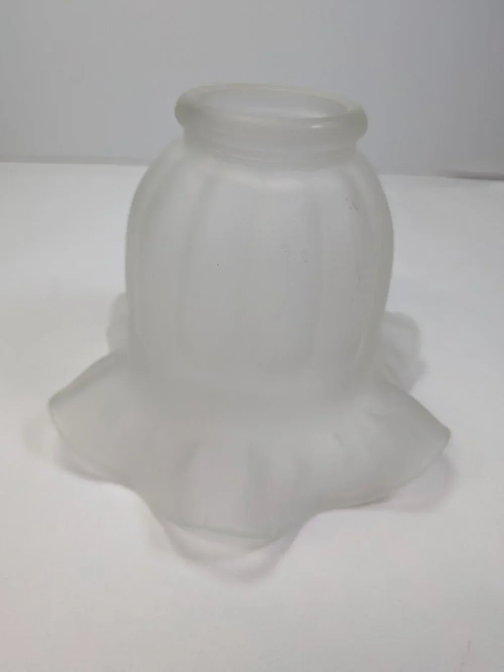 Frosted Glass Tulip Light Shade Replacement Ruffled Fluted Edge DIY craft proj.